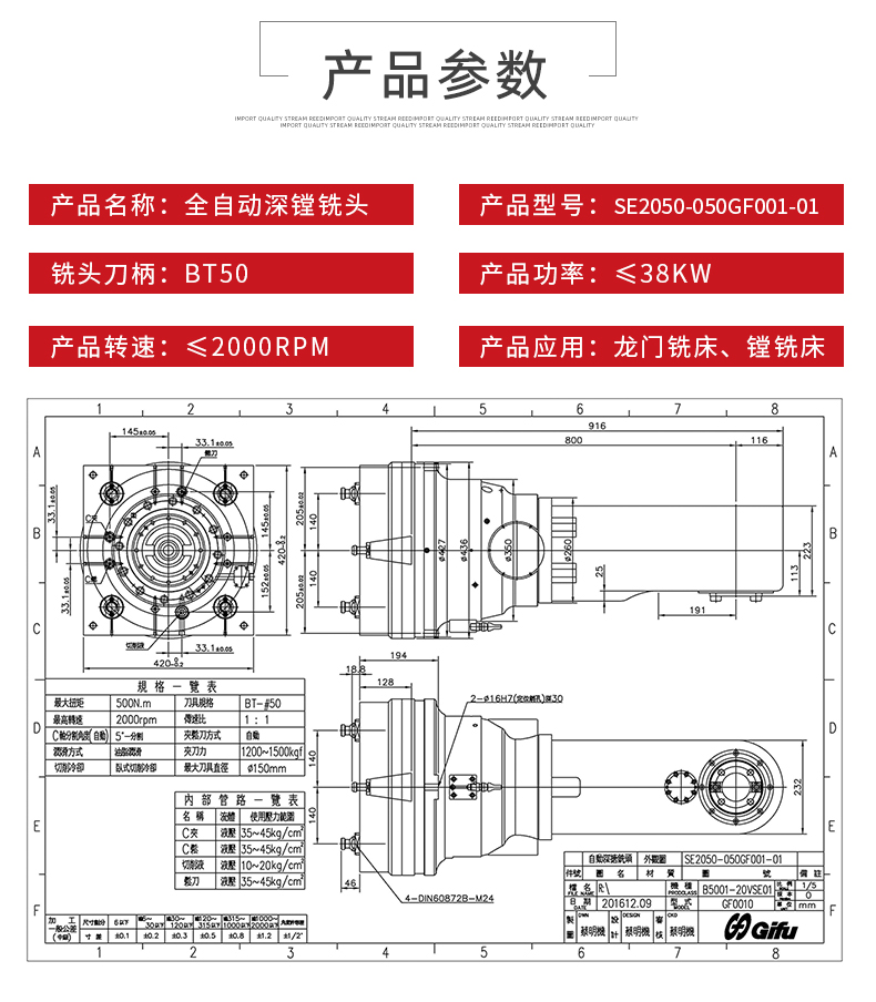 全自動深鏜銑頭